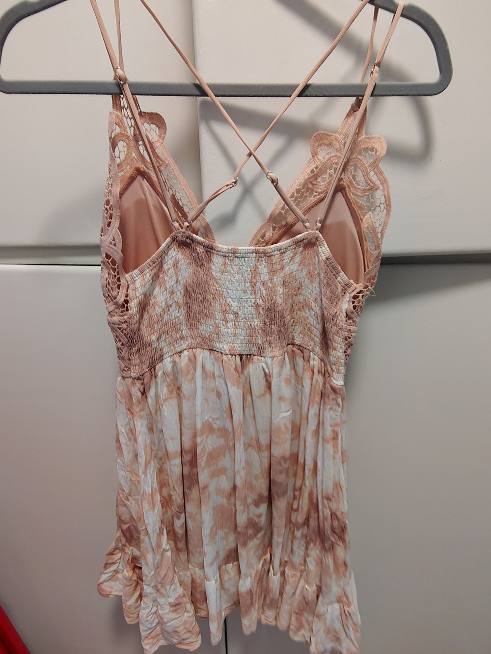 J for Justify Blush Pink Crochet Mini Dress M